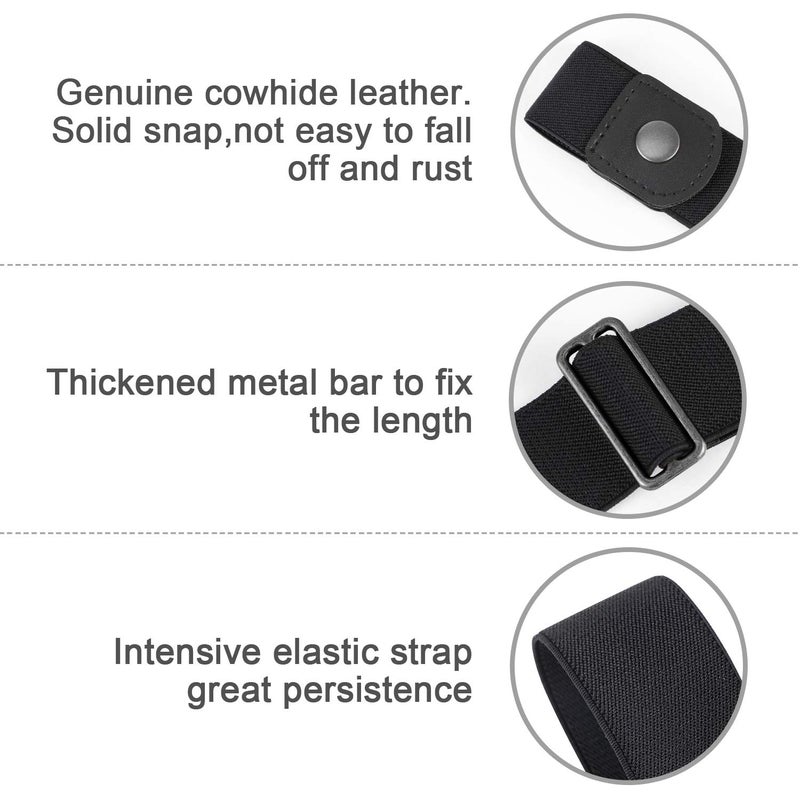 WERFORU No Buckle Elastic Belt for Men Stretch Buckle Free Belt for Jeans Pants 1.38 Inches Wide,B-black,Suit for pants size 30"-48" - Image 2